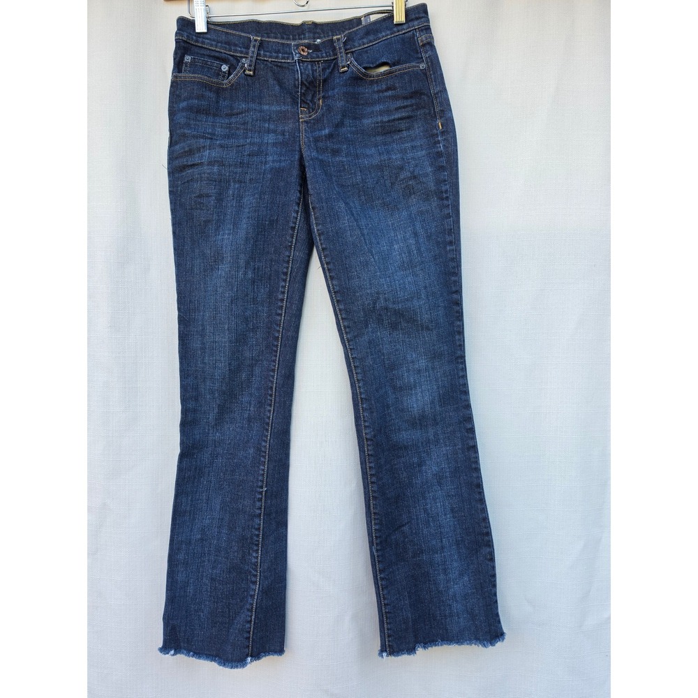 Gap Bootcut Jeans Womens 6L Y2K 2000s Low Rise Cutoff Raw Hem Dark Wash Western